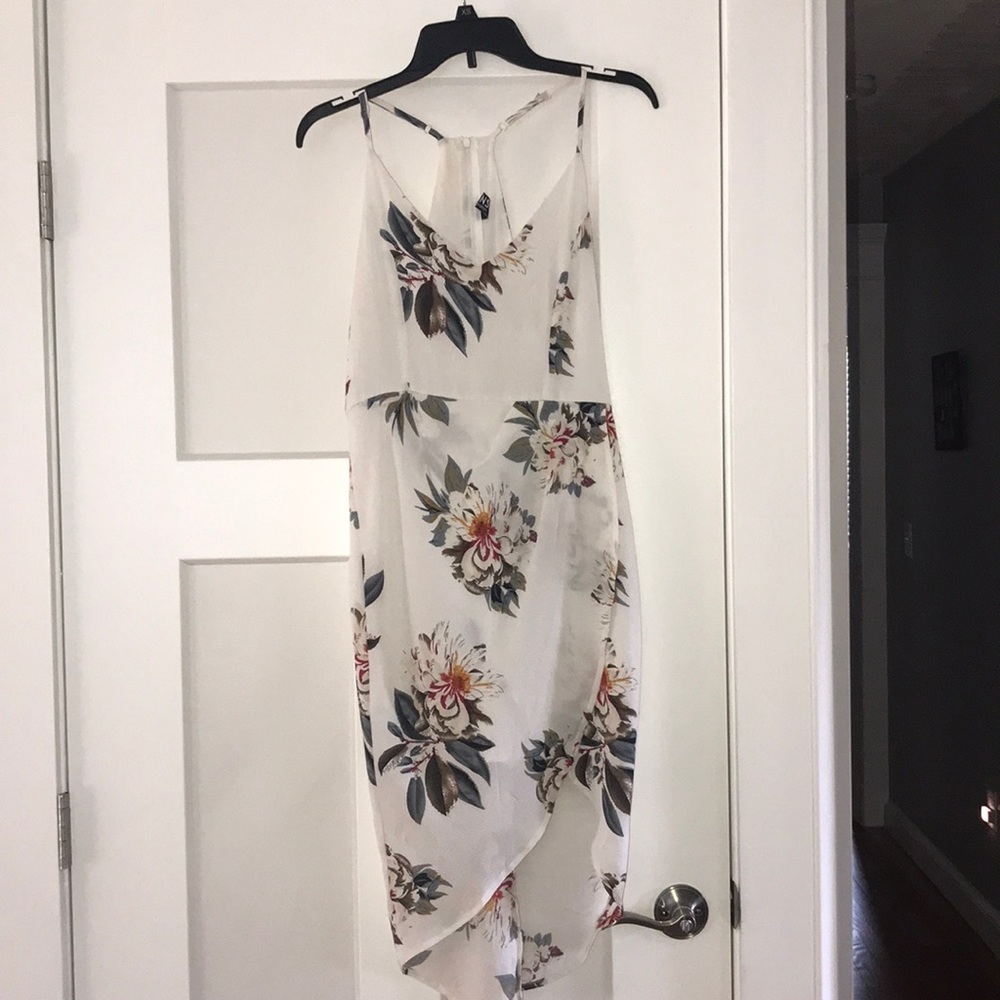 White Floral Sheer High-Low Summer Dress